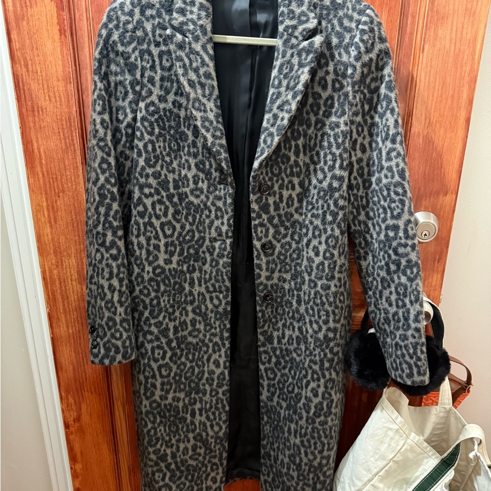RtA Gray Leopard Print Trench Coat